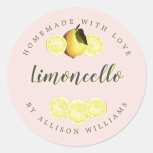 Custom Homemade Limoncello Pink Label