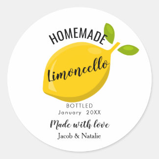 custom homemade limoncello wedding favor classic round sticker