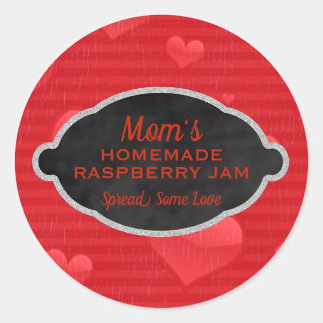Custom Homemade Raspberry Jam Canning Jar Lid Classic Round Sticker (Front)