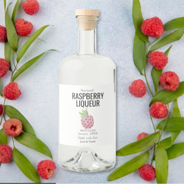 custom homemade raspberry liquor wedding favour liquor bottle label (Creator Uploaded)