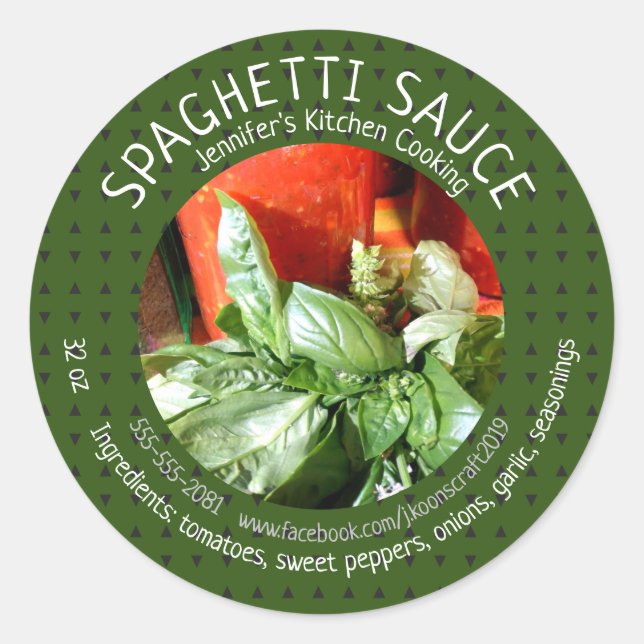 Custom Homemade Spaghetti Sauce Classic Round Sticker (Front)