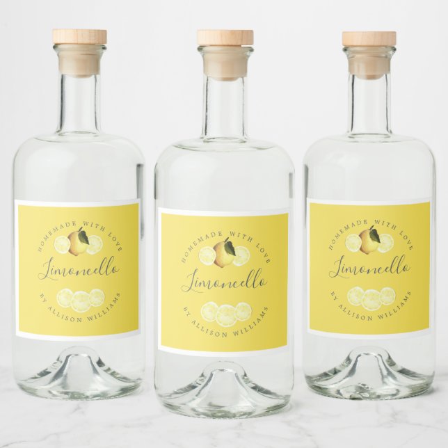 Custom Homemade Yellow Limoncello Label  (Bottles)