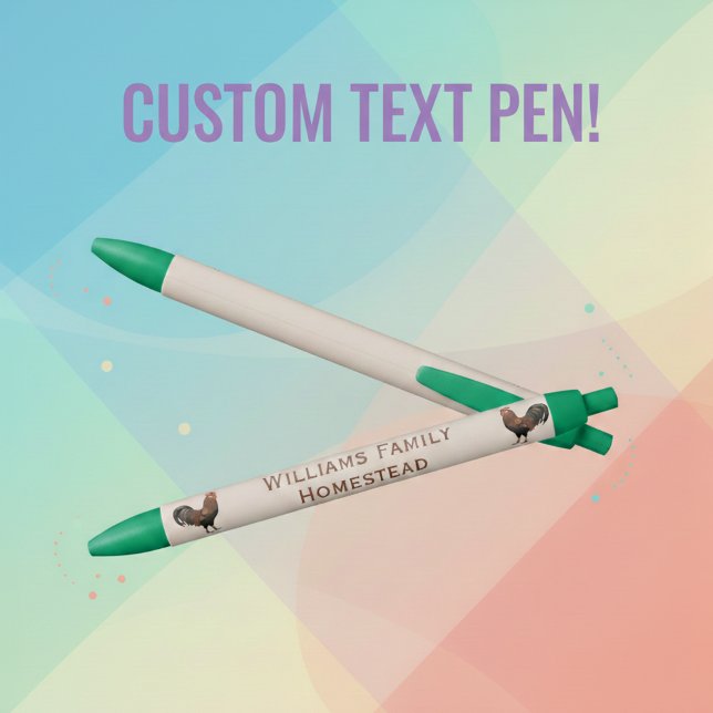 Custom Homestead Name with Roosters Pen (Rooster and text or name pen. Personalized stationery for you!)