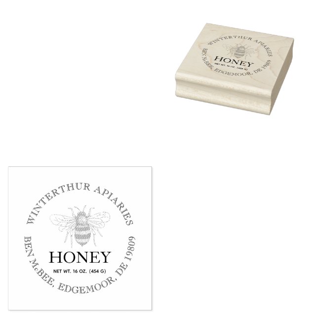 Custom Honey Business Promotional Rubber Stamp (Stamped)