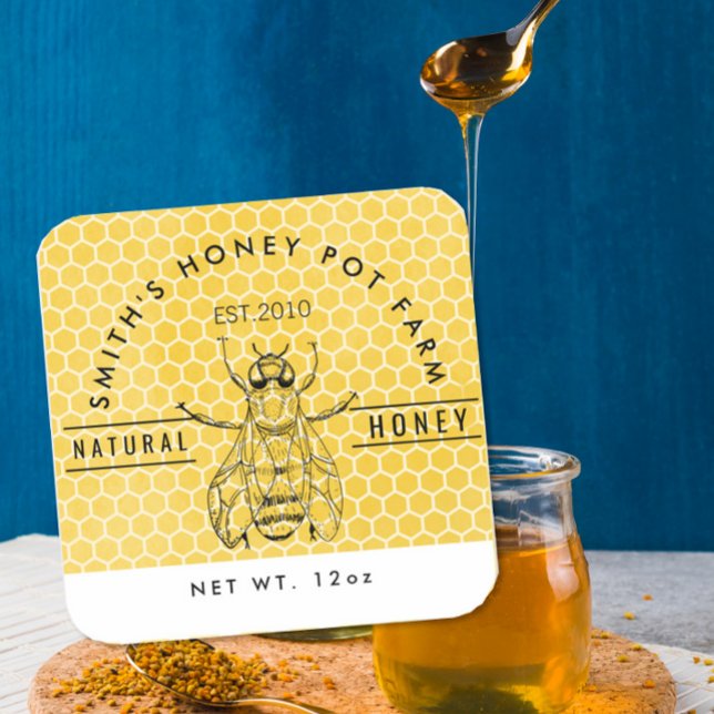 Custom Honey Jar Label | Beekeeper Farm Style (Creator Uploaded)