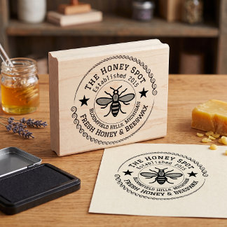 Custom Honeycomb Bee Packaging Rubber Stamp