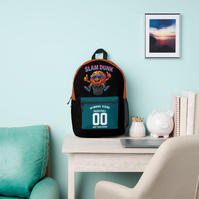 Custom Hoops Backpack - Slam Dunk Basketball Name (Insitu)