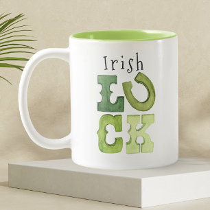 Custom Horeshoe Irish Luck St Patricks Day Two-Tone Coffee Mug