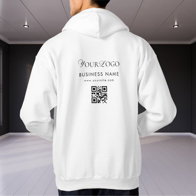 Custom Horizontal Company Logo QR Code Scan Text  Hoodie (Creator Uploaded)