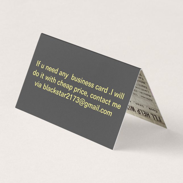 Custom Horizontal Tent Fold Folded Business Card (Back)