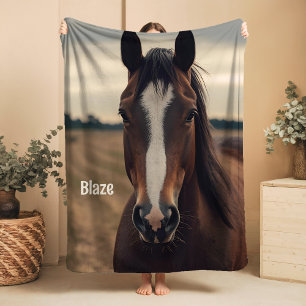 Custom Horse Lover Sherpa Blanket Equestrian Gift
