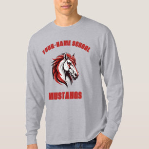 CUSTOM Horse Mustang Stallion Mascot Red & Grey T-Shirt