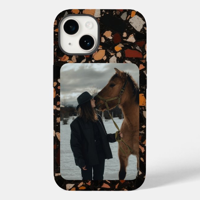 Custom Horse Photo Equestrian Terrazzo Pattern Case-Mate iPhone Case (Back)