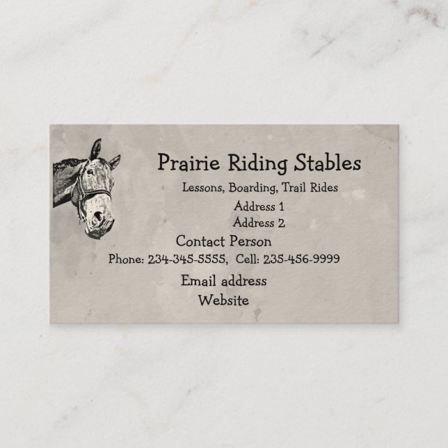 Custom Horse Riding Trail Riding Stable Humour Business Card (Front)
