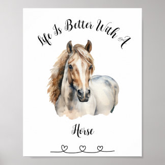 Custom Horse Watercolor Wall Art Poster 