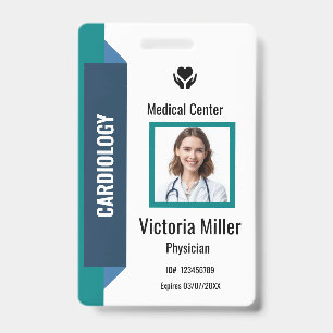 Custom Hospital Employee ID  Logo & Photo   Navy Badge