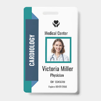 Custom Hospital Employee ID  Logo & Photo | Navy Badge