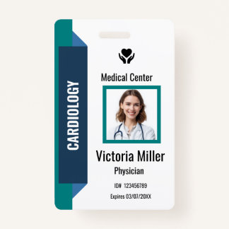 Custom Hospital Employee ID  Logo & Photo | Navy Badge