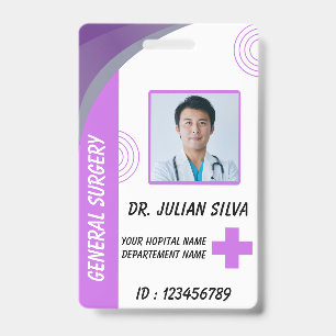 Custom Hospital Logo Employee Photo Blue ID Badge