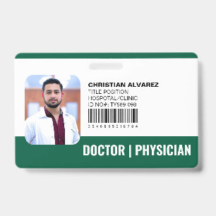 Custom Hospital Medical Doctor Physician Green Badge