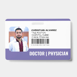 Custom Hospital Medical Doctor Physician Purple Badge
