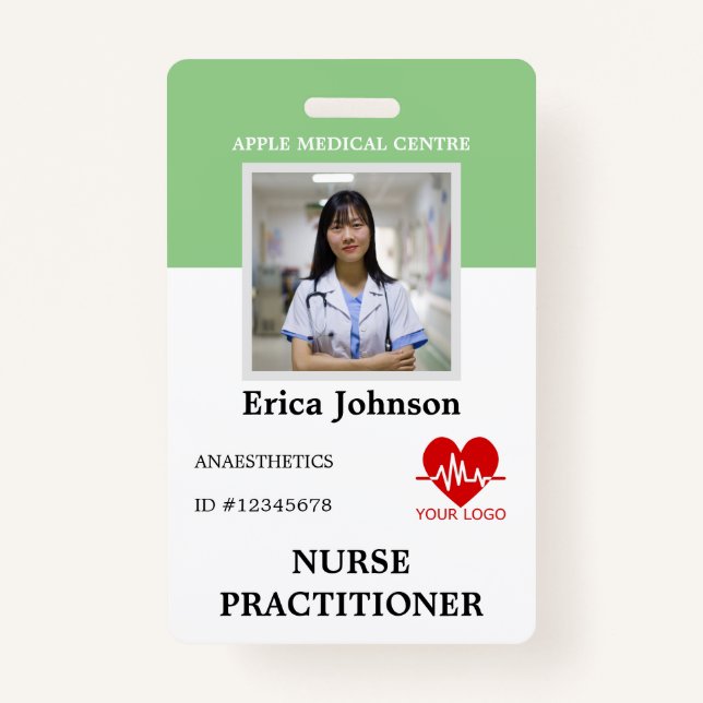 custom Hospital medical Employee Logo & Photo ID Badge (Front)