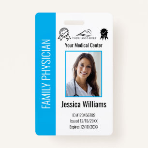 Custom Hospital Medical Employee Photo Blue ID Badge