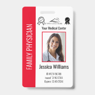 Custom Hospital Medical Employee Photo Red ID Badge