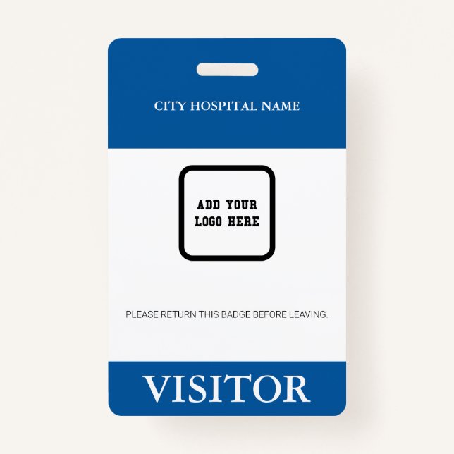 Custom Hospital Visitor Pass Barcode Logo ID Badge (Front)