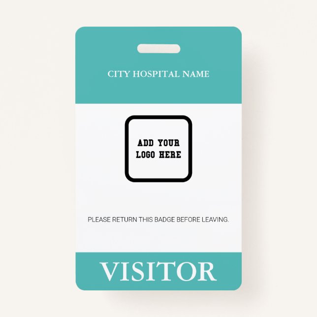 Custom Hospital Visitor Pass Barcode Logo ID Badge (Front)