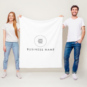 Custom Hostel Motel Hotel Logo Here Elegant Simple Fleece Blanket