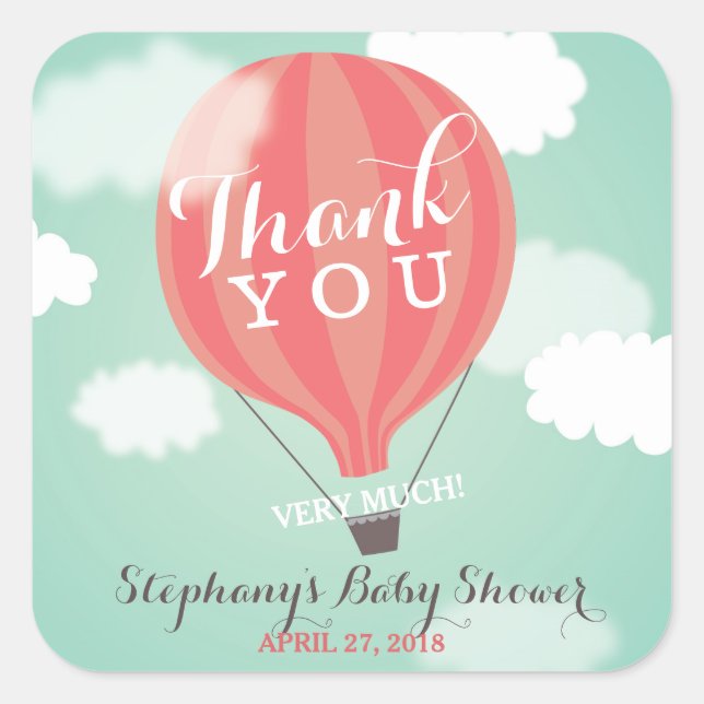 Custom Hot Air Balloon Thank You Stickers (Front)