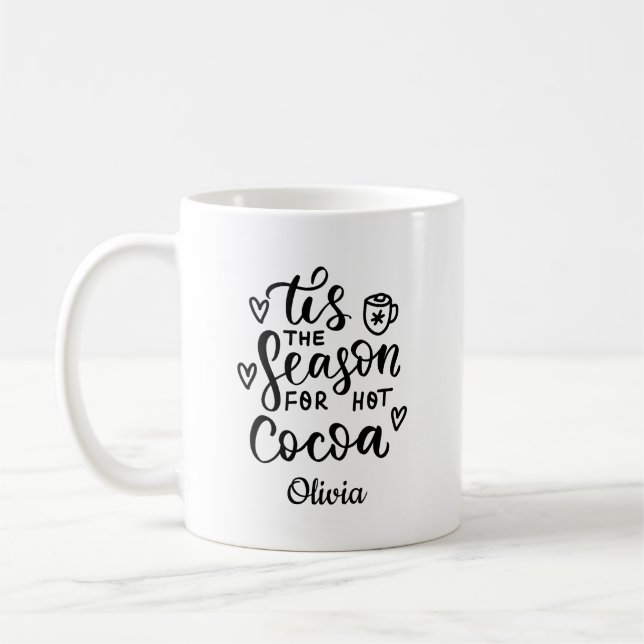 Custom Hot Cocoa Christmas Mug – Personalized Name (Left)