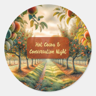 Custom Hot Cocoa & Conversation Night  Classic Round Sticker