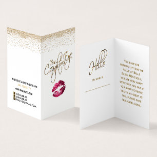 Custom - Hot Pink and Gold Lip Instructions Business Card