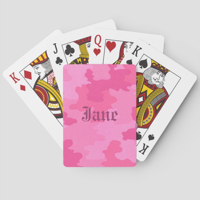 Custom Hot Pink Camouflage Playing Cards (Back)