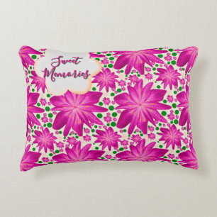 Custom Hot Pink Floral Seamless Pattern  Accent Pillow