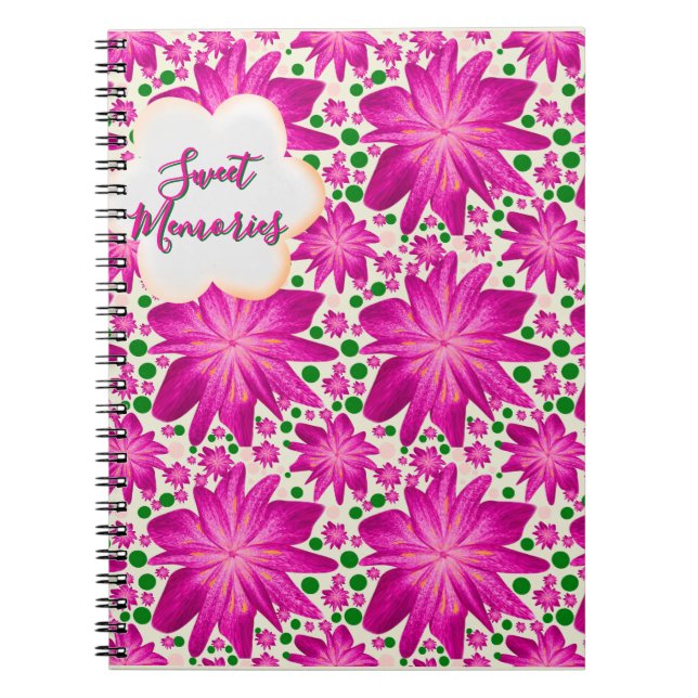 Custom Hot Pink Floral Seamless Pattern  Notebook (Front)