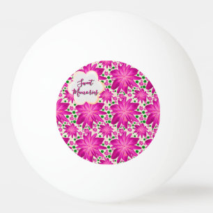 Custom Hot Pink Floral Seamless Pattern  Ping Pong Ball