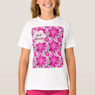 Custom Hot Pink Floral Seamless Pattern  T-Shirt
