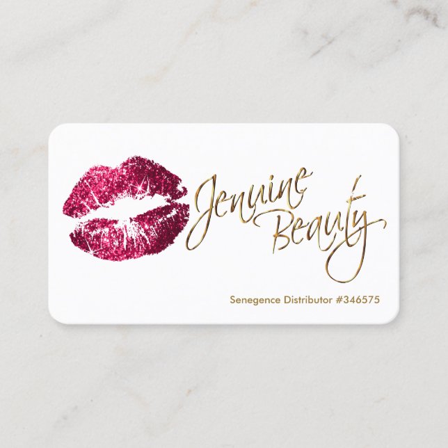 Custom - Hot Pink Glitter and Gold - White Business Card (Front)