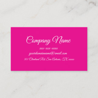 Custom Hot Pink Simple Business Card