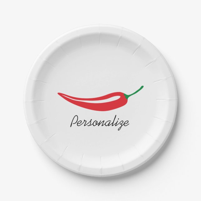 Custom hot red chili pepper disposable plates (Front)