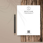 Custom Hotel Guest House Logo QR Code Any Colour Letterhead<br><div class="desc">Custom Hotel Guest House Logo QR Code Any Colour Simple yet stylish and fully customisable for your hotel or guest house with your logo centred and large at the top along with your company name, and your Contact details, with a Qr code at the bottom which will be automatically generate....</div>