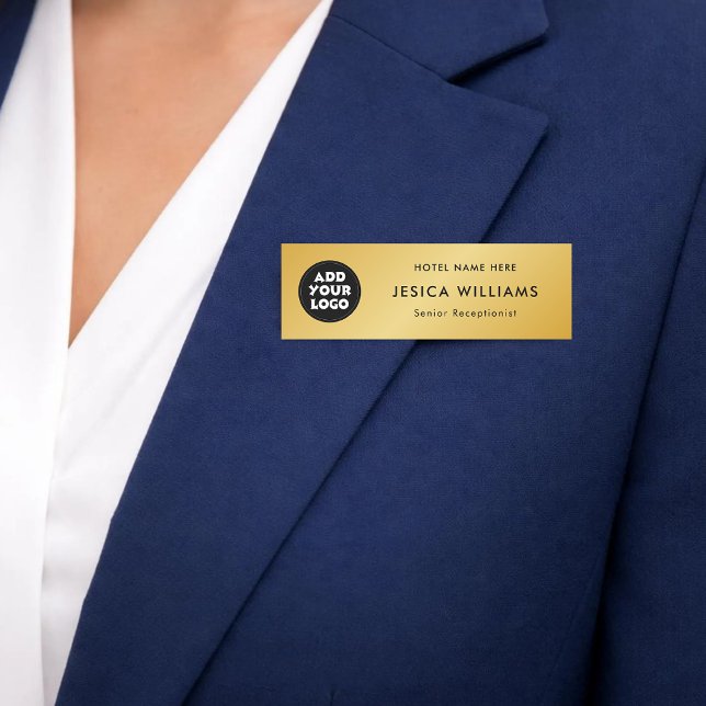 Custom Hotel Logo Name Tag with Job Title (Creator Uploaded)