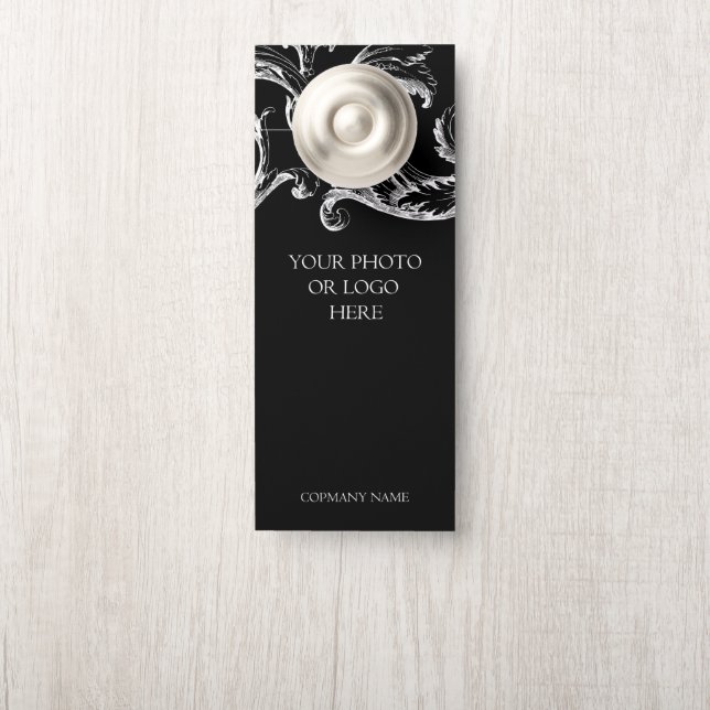 Custom Hotel Resort Business Black Door Hanger (On Knob)