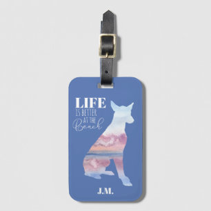 Custom Hound Beach Scene Luggage Tag