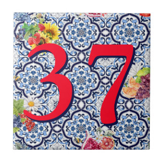 Custom House Number Floral Sicilian Fruit Tile