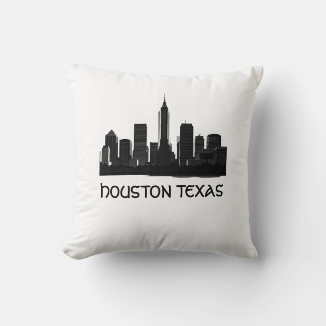 Custom Houston Texas Skyline Throw Pillow (Front)