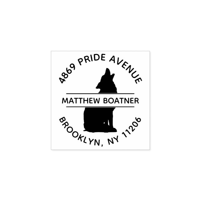 Custom Howling Wolf Return Address Rubber Stamp (Imprint)
